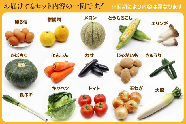 BF059 【12回定期便】旬の野菜・フルーツ (12～14品目)・卵 (6個