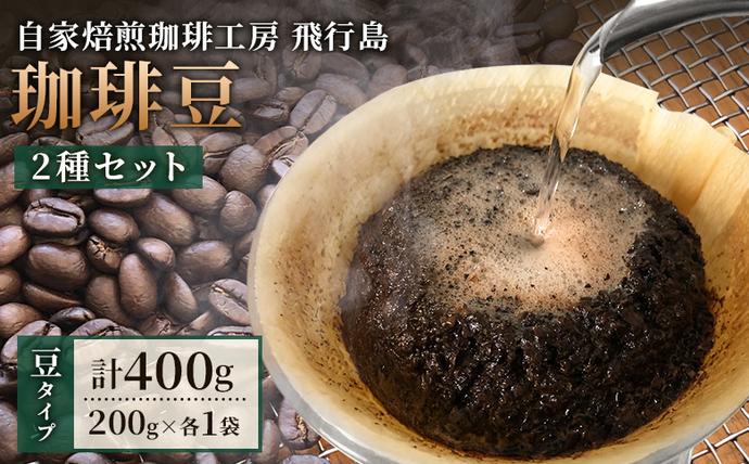 [自家焙煎珈琲工房 飛行島]珈琲豆 2種セット 計400g (200g×各1袋)[47001]