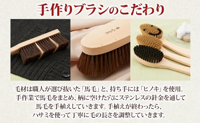 青山工房 ボディブラシ 柄付き 1本 馬毛 ブラシ 洗体 黒 白 笑 かため