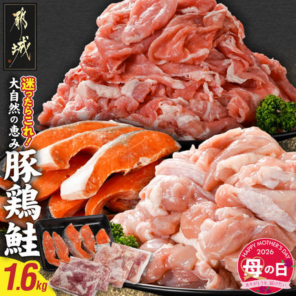 [母の日]≪肉×魚≫小分け3種セット(豚切り落とし250g×2P・鶏モモカット済300g×2P・銀鮭500g)≪5月7日〜10日お届け≫
