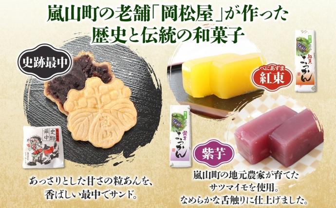 埼玉県嵐山町のふるさと納税 史跡最中 12個 芋ようかん 紅あずま 2本 紫芋 1本 セット 最中 もなか ようかん 羊羹 芋羊羹 和菓子 スイーツ さつまいも サツマイモ あんこ つぶあん 手土産 ギフト 食べ比べ 送料無料 岡松屋 嵐山町 埼玉県 お届け：2025年11月中旬～2026年4月下旬