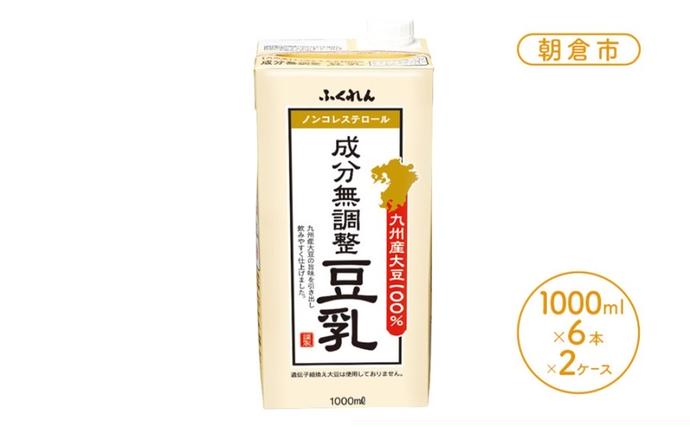 【ふるさと納税で豆乳】《福岡県朝倉市》九州産大豆100％の成分無調整豆乳1000ml×6本入り×2ケース【国産・遺伝子組み換えでない・大豆・豆類・1L・紙パック・タンパク質・ふくれん・ダイエット・飲料・ノンコレステロール・日本製・ヘルシードリンク・豆乳鍋・低カロリー】