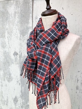 福岡県朝倉市のふるさと納税 ito to iro 手染め・手織り仕上「ストール」メリノウール100% タータンチェックストール(1) ファッション小物