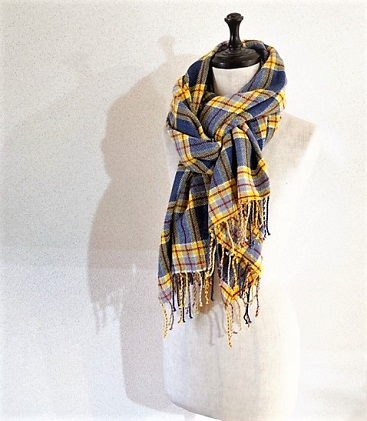 福岡県朝倉市のふるさと納税 ito to iro 手染め・手織り仕上「ストール」メリノウール100% タータンチェック ファッション小物