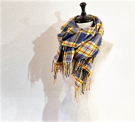 福岡県朝倉市のふるさと納税 ito to iro 手染め・手織り仕上「ストール」メリノウール100% タータンチェック ファッション小物