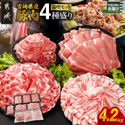 宮崎県産豚肉たっぷり4.2kgセット≪みやこんじょ快速便≫_18E-N2-015-4200-R-CF