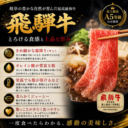 岐阜県池田町のふるさと納税 飛騨牛 牛肉 すき焼き しゃぶしゃぶ ロース スライス 500g×2 計1kg A5 和牛 すきやき すき焼き肉 すき焼き用肉 シャブシャブ お肉 霜降り ブランド和牛