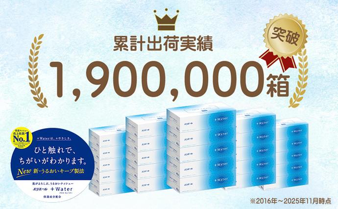 北海道赤平市のふるさと納税 エリエール ＋Water 180組 5箱 10パック 計50箱 最短 10日以内配送 最短配送 ティッシュペーパー 箱 やわらか 保湿成分配合 まとめ買い 紙 防災 常備品 備蓄品 消耗品 備蓄 日用品 生活必需品 北海道 赤平市