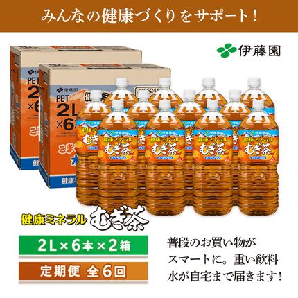 北海道恵庭市のふるさと納税 『定期便：全6回』健康ミネラル麦茶2L×6本×2箱【50001BB0601】