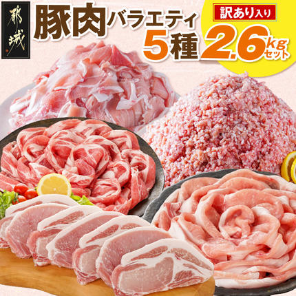 豚肉バラエティ5種2.6kgセット※訳あり入り〔92-001〕
