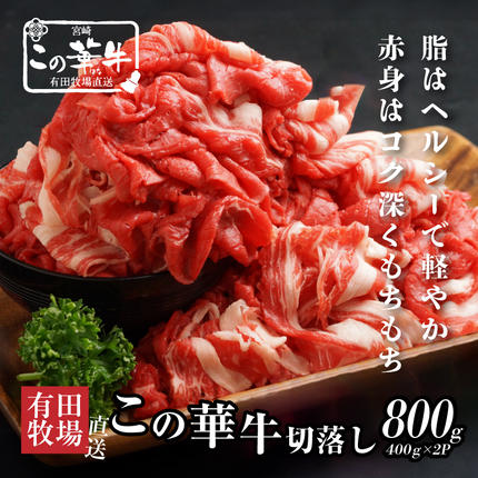 宮崎県木城町のふるさと納税 ＜有田牧場直送　この華牛切落したっぷり 800ｇ＞ K20_0002_3
