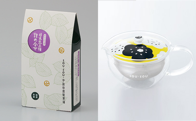 京都府宇治田原町のふるさと納税 SOU・SOUほほえみ茶器セット〈お茶 茶 煎茶 緑茶 玄米茶 ほうじ茶 ティーバッグ コラボ 急須 耐熱ガラス 宇治抹茶 飲料 工芸品 加工食品 日用品〉 飲料類 ほうじ茶