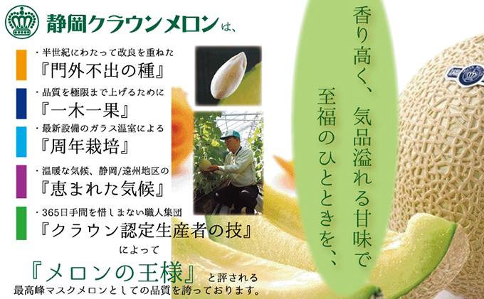 静岡県袋井市のふるさと納税 【3ヶ月定期便】クラウンメロン（白上級）1玉入　