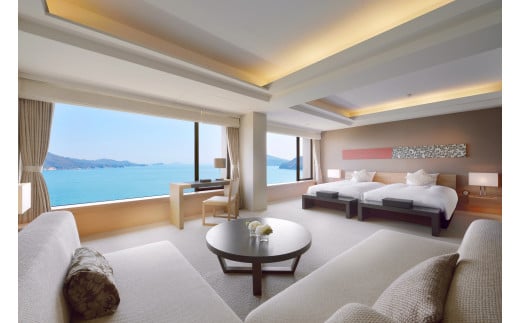 三重県鳥羽市のふるさと納税 Q-36鳥羽国際ホテル オーシャンビュー・スイート 1泊夕朝食付 ペア宿泊券（夕食：［伊勢海老・鮑付］フレンチまたは和食）