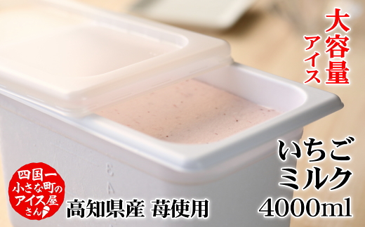 高知県田野町のふるさと納税 【四国一小さなまちのアイス屋さん】≪松崎冷菓≫大容量アイス 4000ml ★いちごミルク★ 4l スイーツ デザート おすすめ 美味しい 高知県 田野町