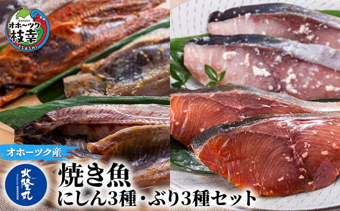 北隆丸の焼き魚 にしん3種・ぶり3種セット(にしん一夜干×6〜8枚・塩麹漬×6〜8枚・西京漬×6〜8枚)(ぶり塩麹漬100g×2・醤油麹漬100g×2・ぶりかま100g×2) [ 魚介 詰合せ 魚貝類 干物 漬魚 味噌漬け 加工食品 北海道 オホーツク 枝幸 ]