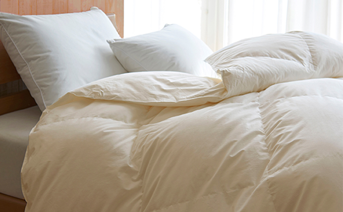 滋賀県米原市のふるさと納税 国産羽毛合掛布団「皐月」プレミアムラベル・ダブル 近江布団 寝具 掛け布団 ふとん