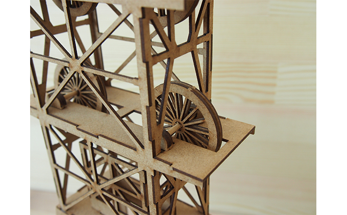 北海道赤平市のふるさと納税 旧住友赤平炭鉱立坑キット　MDF 工芸品 インテリア