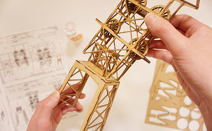 北海道赤平市のふるさと納税 旧住友赤平炭鉱立坑キット　MDF 工芸品 インテリア