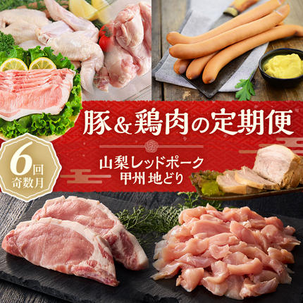 [お肉の定期便 6回]山梨レッドポーク・甲州地どり