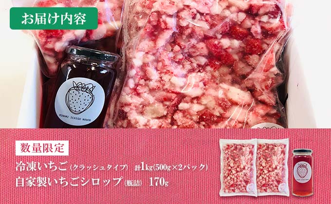 宮崎県日南市のふるさと納税 グランプリ受賞 数量限定 冷凍いちご シロップ付 計1kg+170g 【クラッシュタイプ】 果物 くだもの フルーツ 苺 国産 自家製 スムージー イチゴジャム おやつ デザート 詰め合わせ 小分け 産地直送 おすそ分け 贈り物 ギフト 宮崎県 日南市 送料無料_BAV2-24