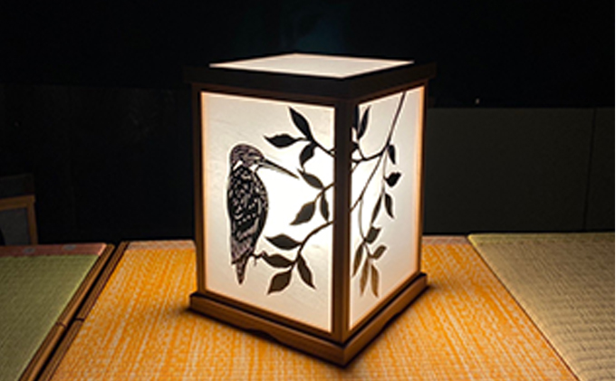 笹木木工×早川鉄兵】切り絵のあんどん（カワセミ） インテリア 工芸品
