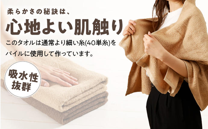 大阪府泉佐野市のふるさと納税 【TVで紹介！】ナチュレル 贅沢バスタオル 4枚（ブラウン系）【泉州タオル 国産 吸水 普段使い 無地 シンプル 日用品 家族 ファミリー】 010B664