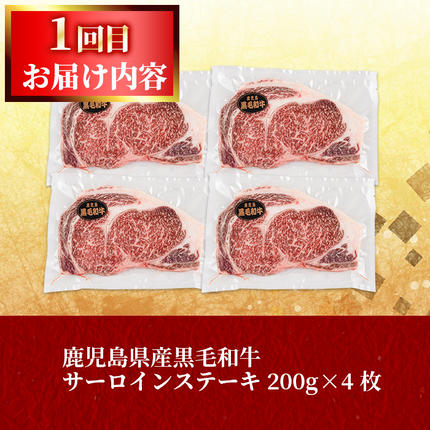 鹿児島県志布志市のふるさと納税 【定期便全2回】鰻と肉の定期便！ステーキ4枚と鰻蒲焼4尾をお届け！ t0054-004