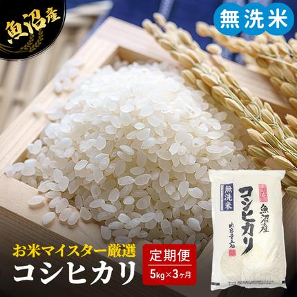 新潟県魚沼市のふるさと納税 無洗米 定期便 3ヶ月 コシヒカリ 5kg 米 白米 お米 魚沼産コシヒカリ 新潟米 新潟 魚沼市 定期 3回