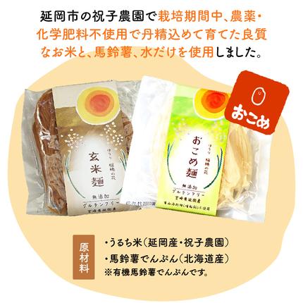 宮崎県延岡市のふるさと納税 【グルテンフリー】無添加おこめ麺・玄米麺食べ比べセット計100g×6袋 N0107-YA059