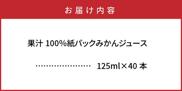 大分県国東市のふるさと納税 【数量限定】 果汁100％紙パック みかんジュース125ml×40本 オレンジジュース_1521R